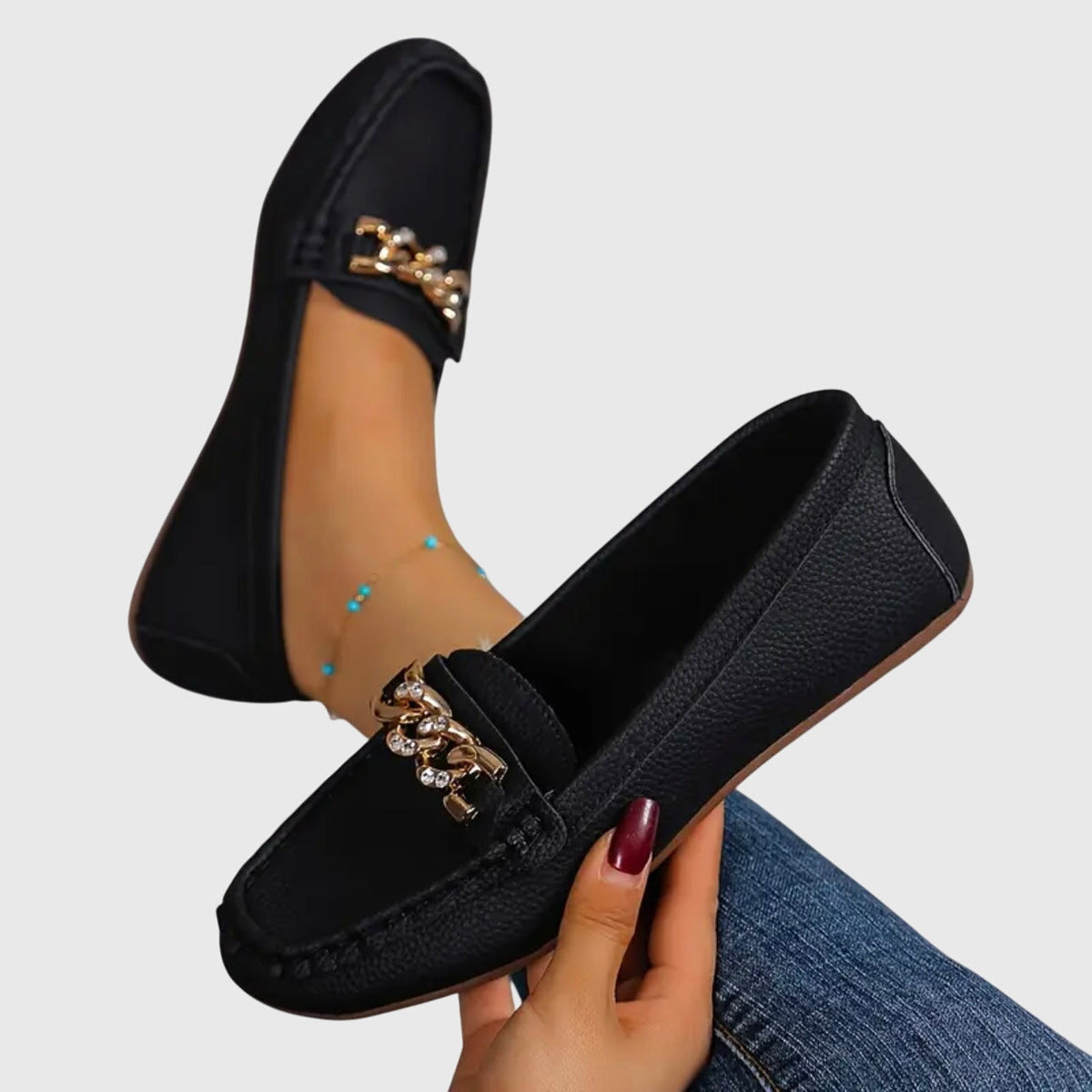 Eden - Flat Diamond Buckle Loafers