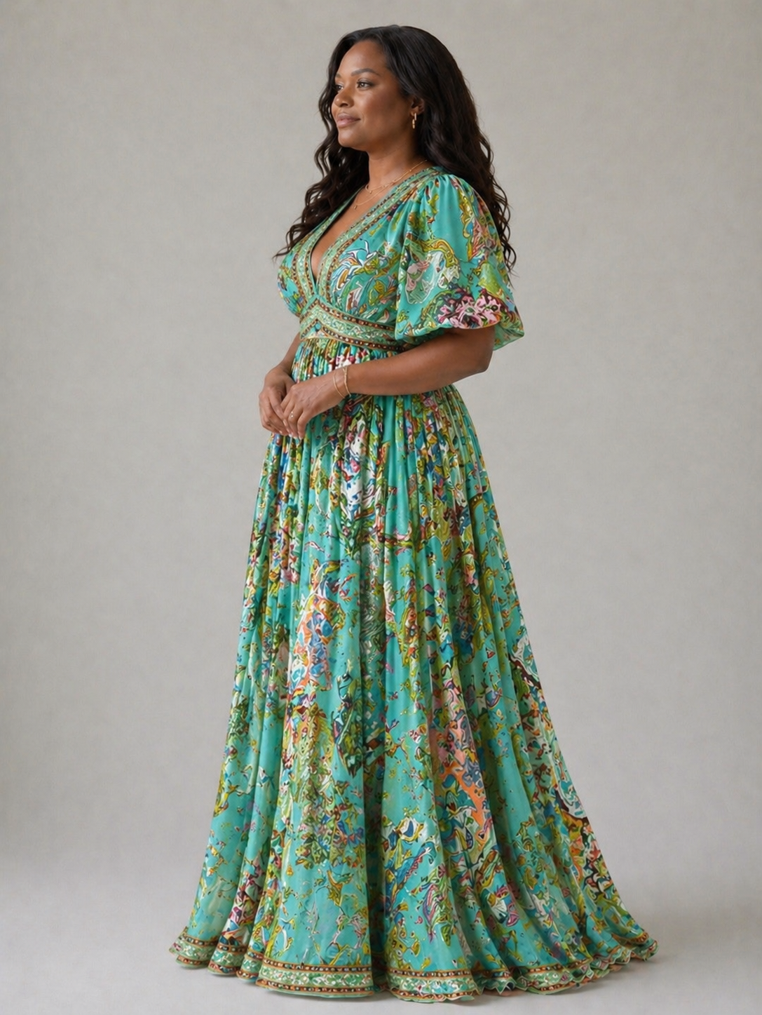 Camille | Airy Puff Sleeve Maxi Dress