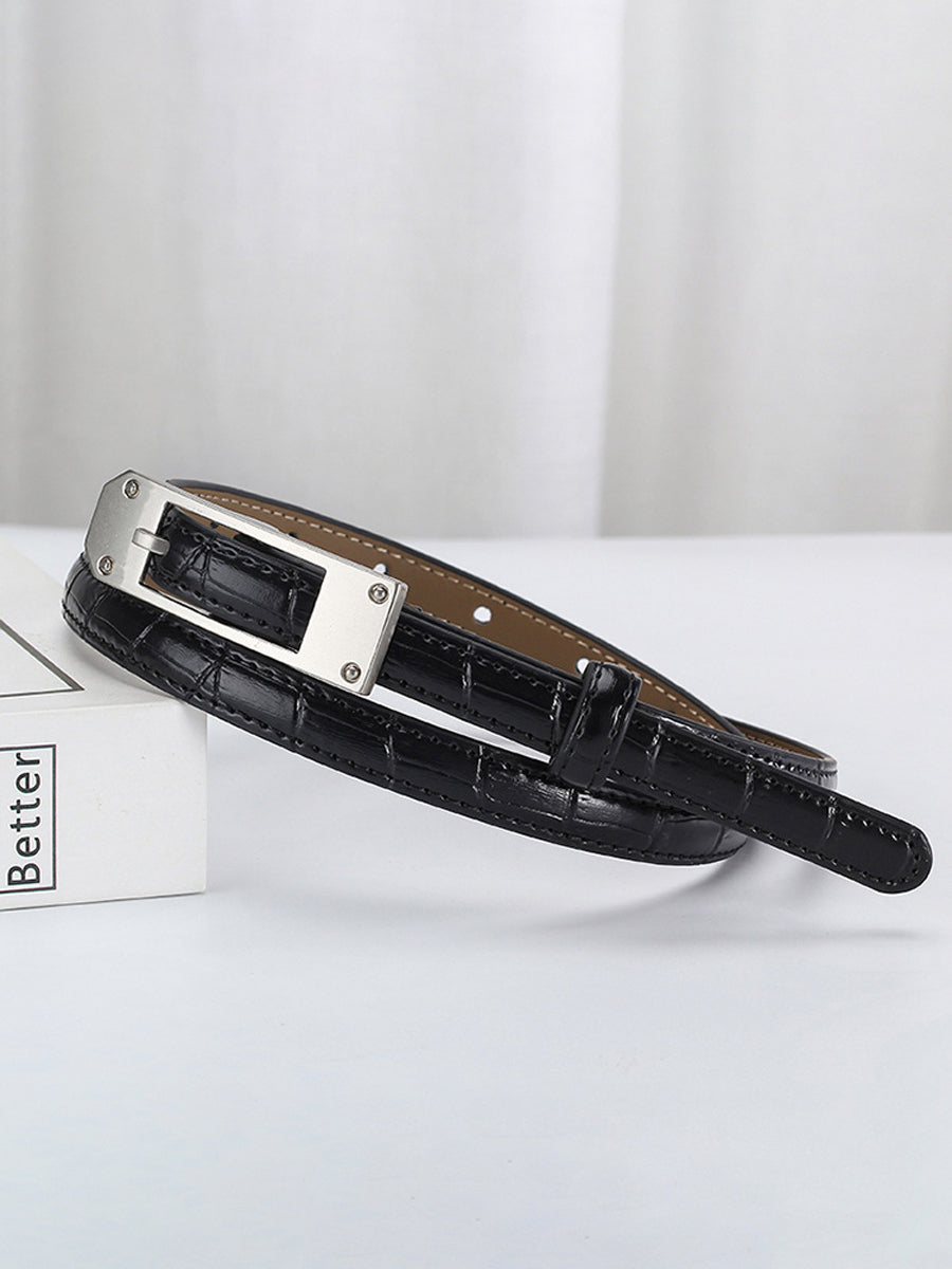 Women's Fashionable Alligator Leather Thin Belt MDA0196H6Y