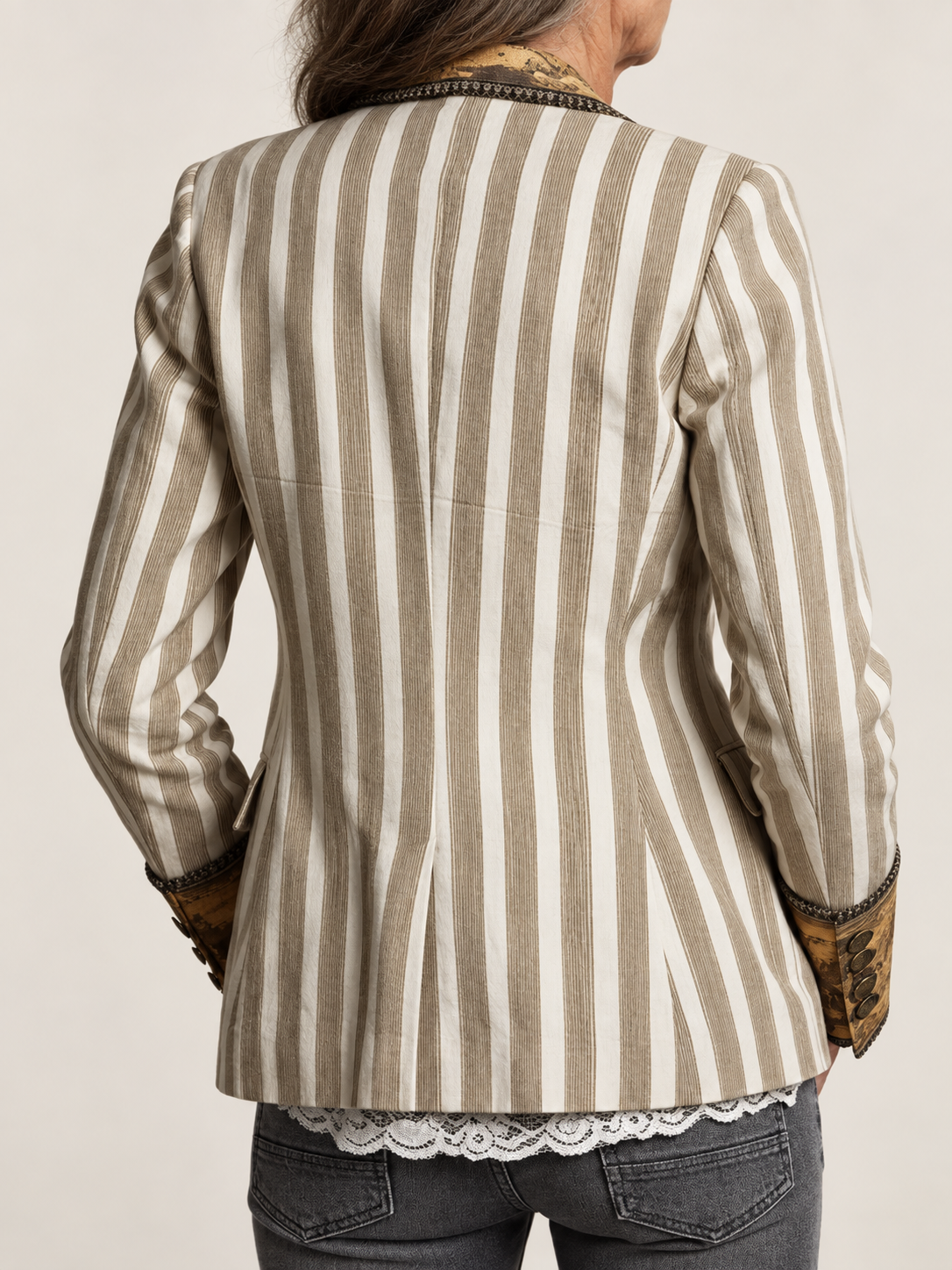 Women’s Boho Striped Printed Lapel Blazer