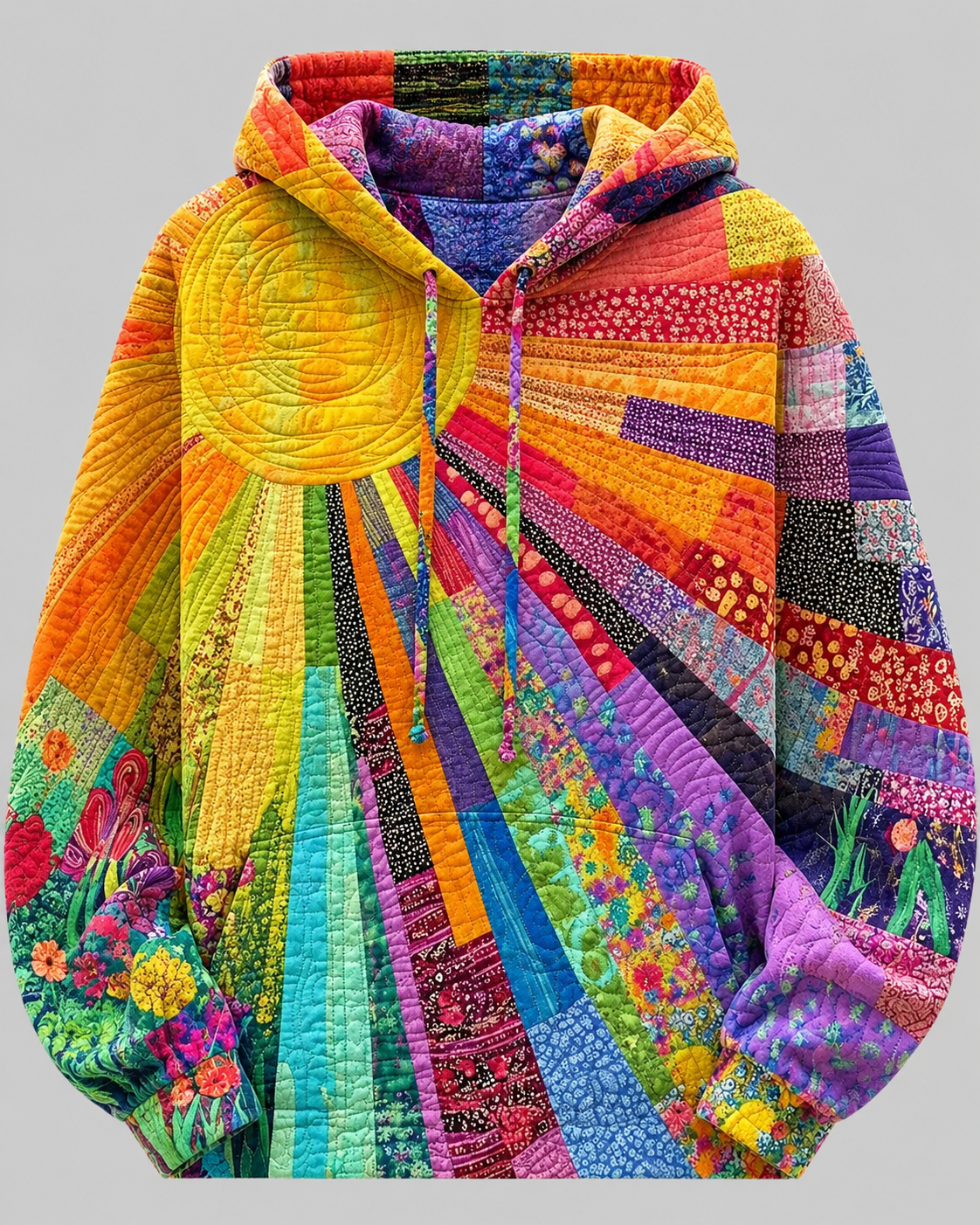 Dawnella | Bohemian Multicolor Patchwork Hoodie