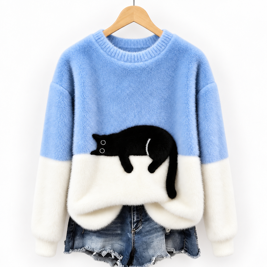 Aileen™ | Elegant Cat Print Oversized Sweater