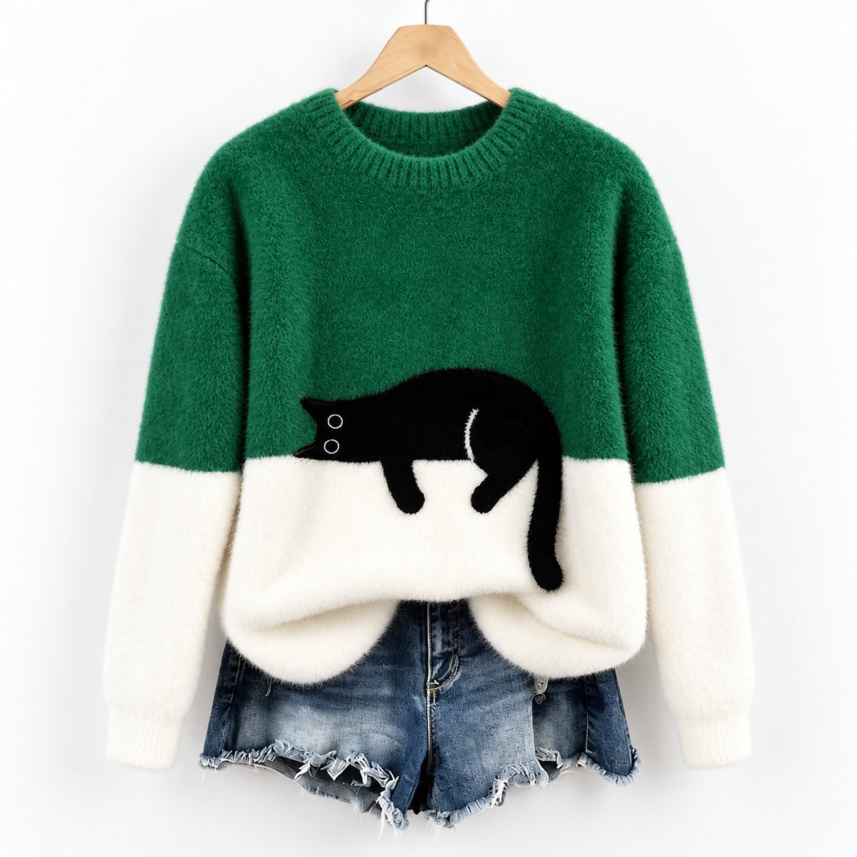 Aileen™ | Elegant Cat Print Oversized Sweater