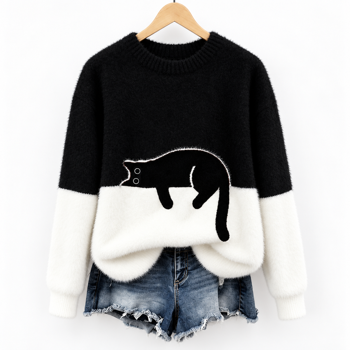 Aileen™ | Elegant Cat Print Oversized Sweater