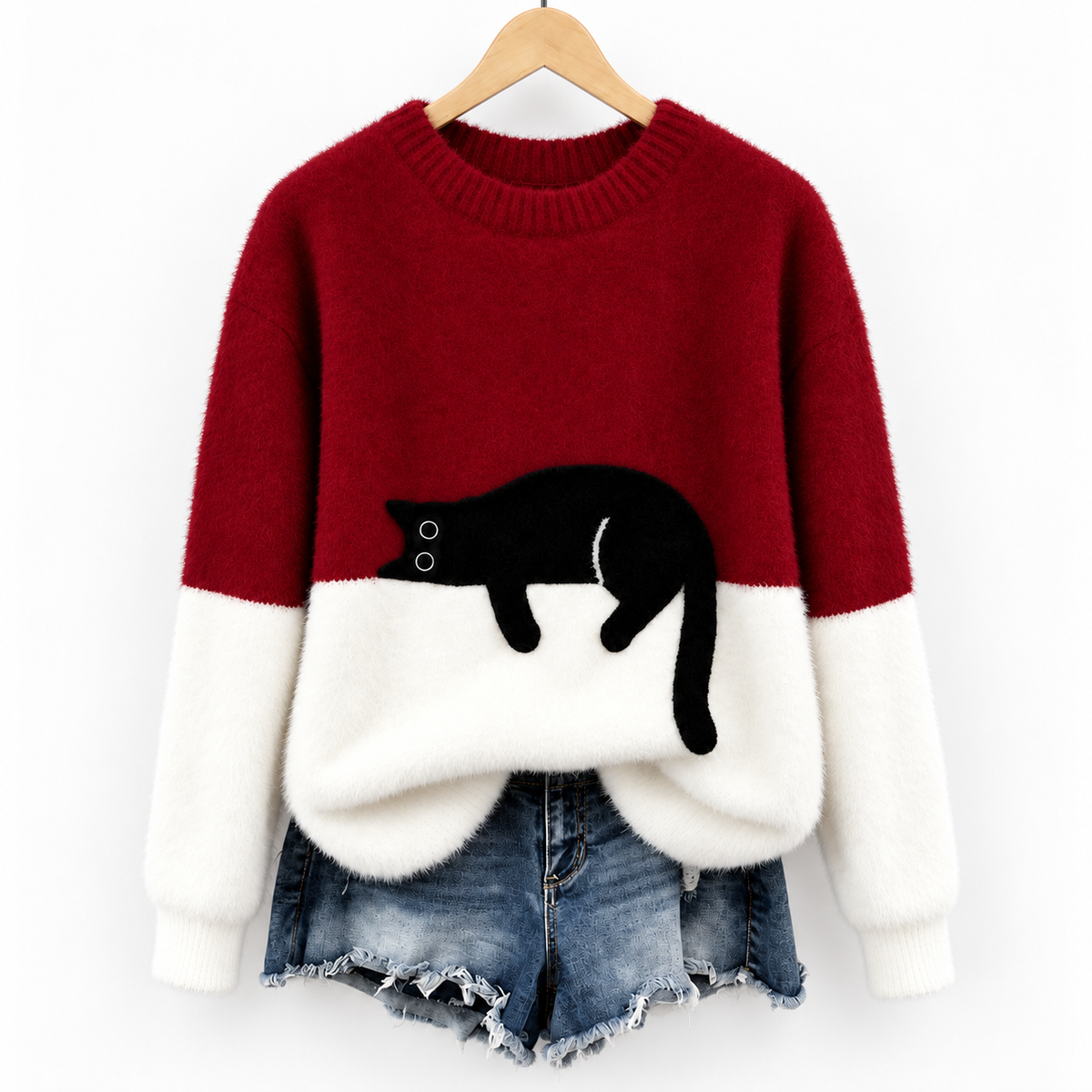 Aileen™ | Elegant Cat Print Oversized Sweater
