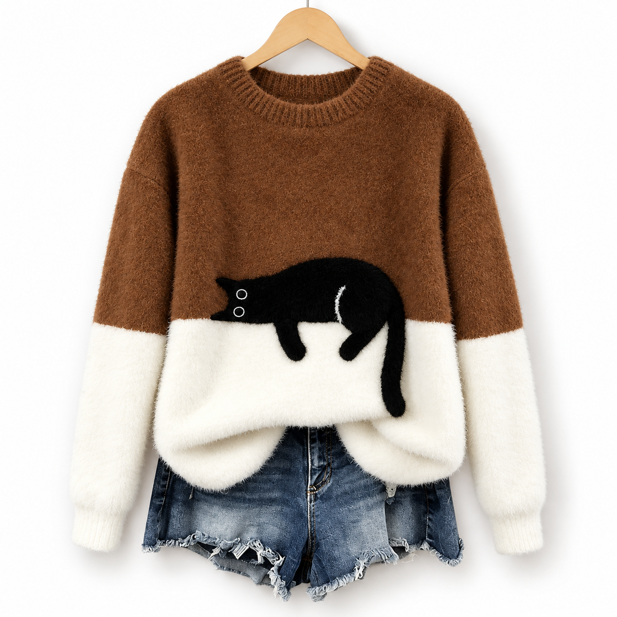 Aileen™ | Elegant Cat Print Oversized Sweater