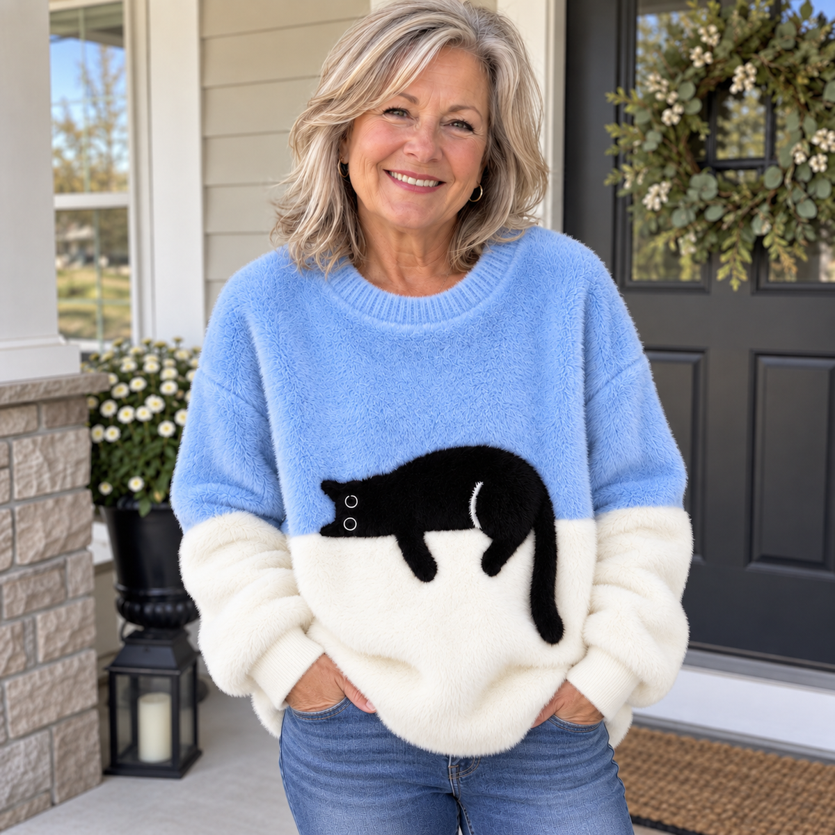 Aileen™ | Elegant Cat Print Oversized Sweater