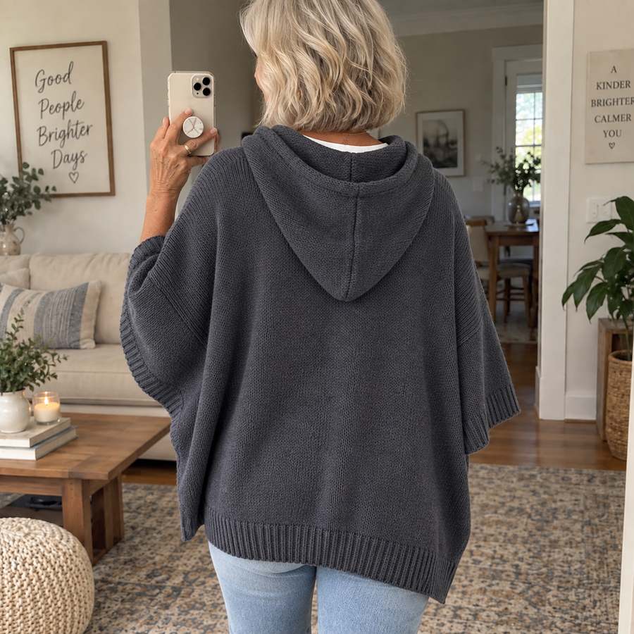 Camille | Charcoal Poncho Sweater