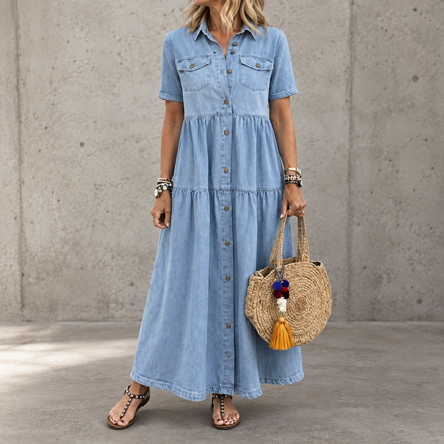 ELIZABETH | BUTTON-FRONT MIDI DRESS