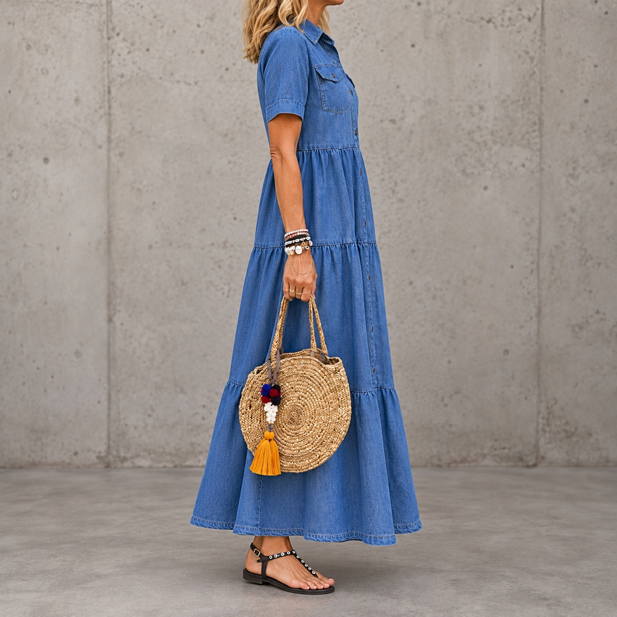 ELIZABETH | BUTTON-FRONT MIDI DRESS