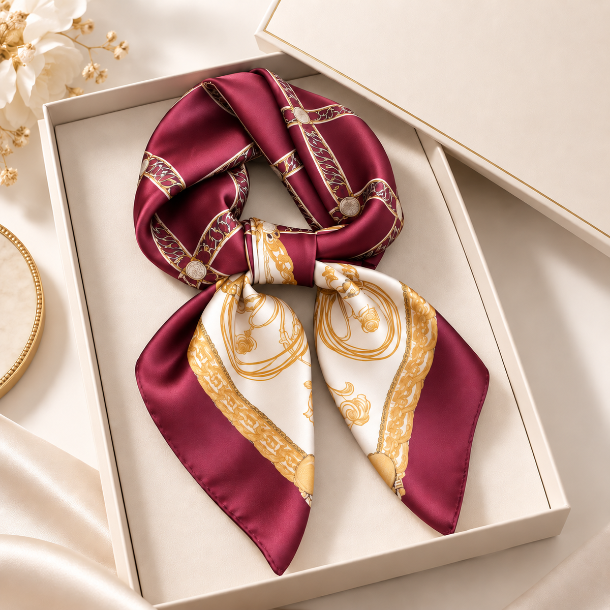 The Anniversary Silk Scarf – Merlot Edition