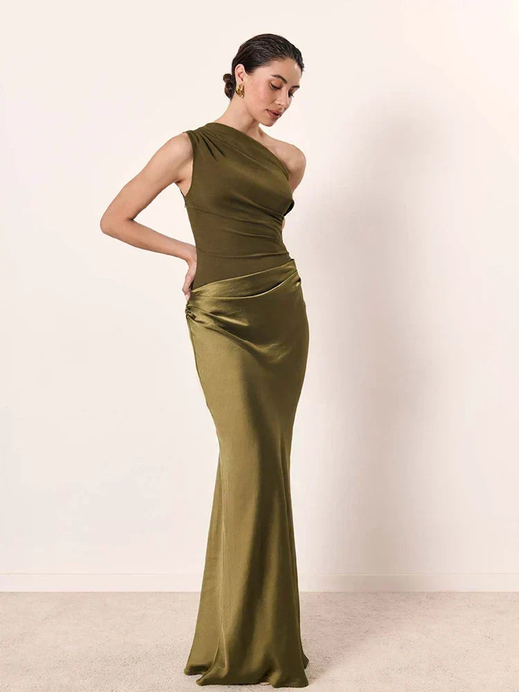 Arabella | Quilted Satin Maxi Dress