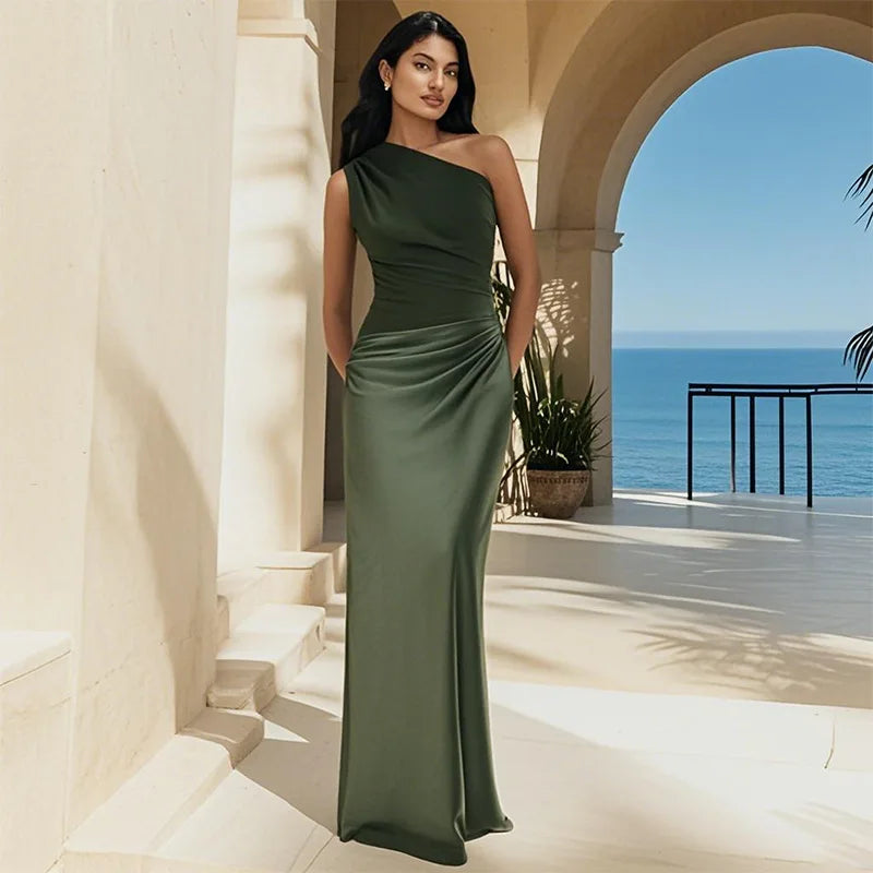 Arabella | Quilted Satin Maxi Dress