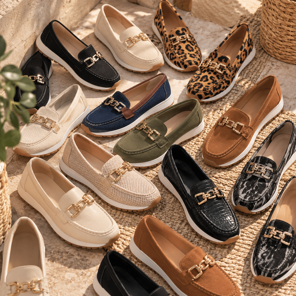 Women's loafer sneakers in many colors, prints and textures